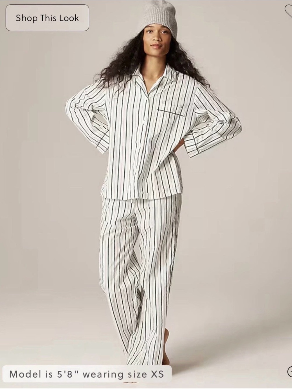 J Crew Cotton poplin long-sleeve pajama pant set in peppermint stripe - Picture 2 of 3